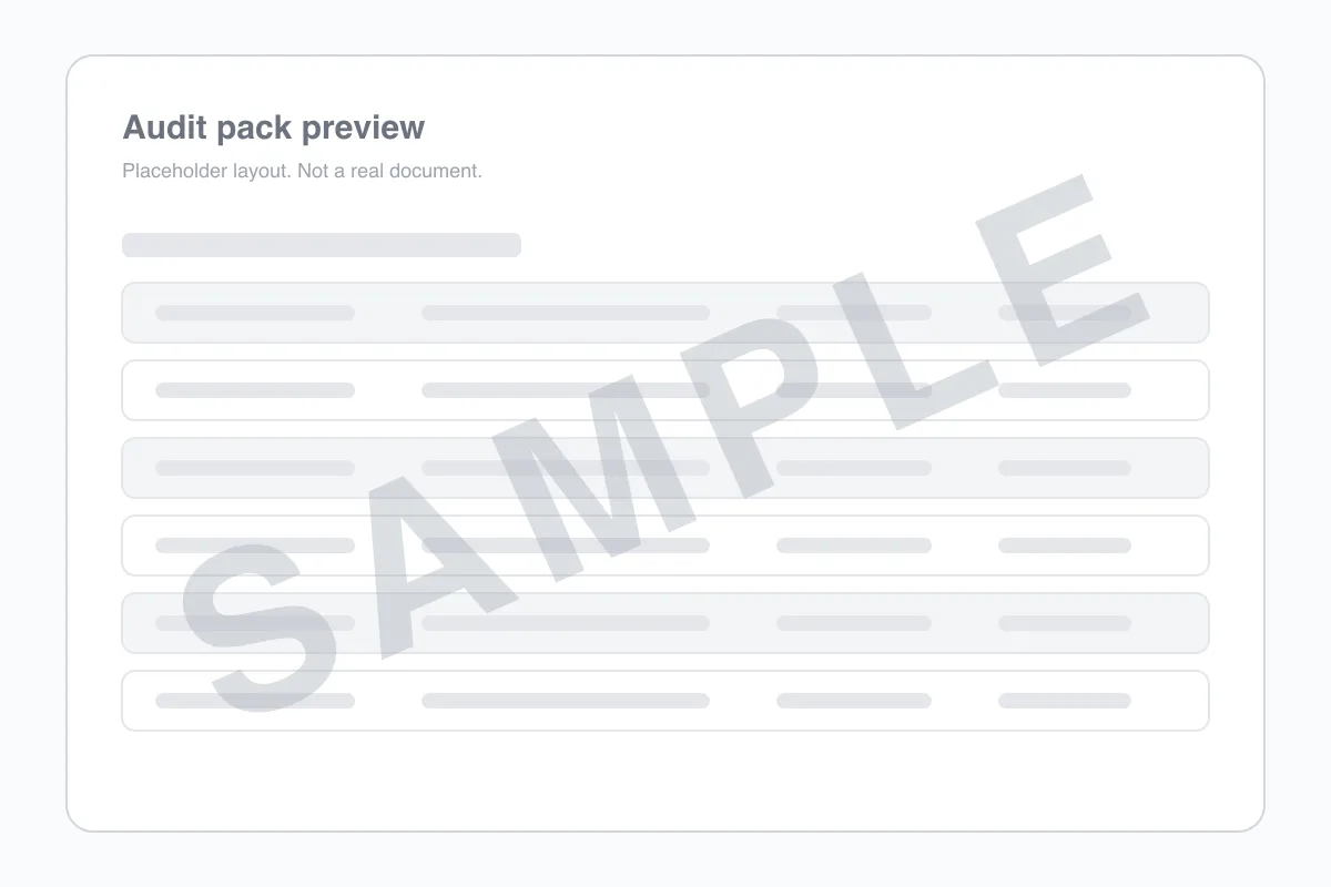 Sample preview of an audit pack