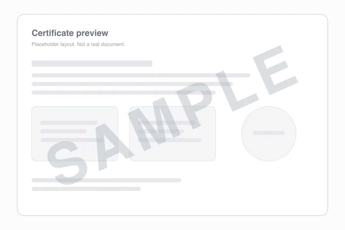 Sample preview of a certificate and badge